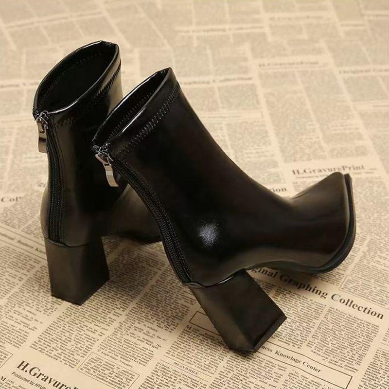 Fashion 2025 New Brand Shoes Women Motorcycle Boots Women Ankle High Heels Chelsea Boots Comfortable Pointed Toe Shoes Designer Pumps