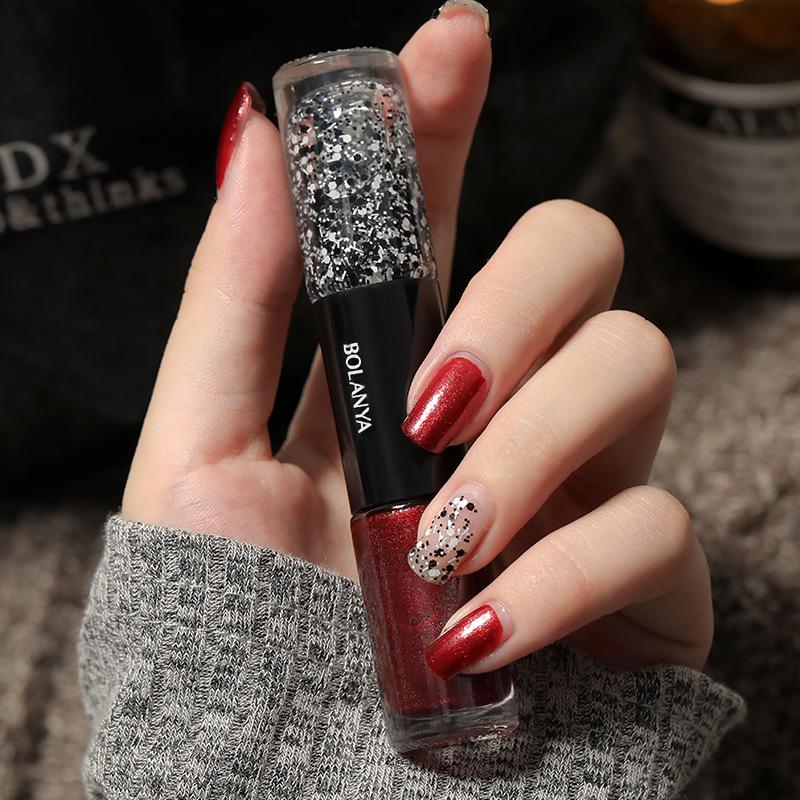 2-in-1-Nagellack mit zwei Enden, auf Ölbasis, schnelltrocknend, keine UV-Lampe erforderlich, lang anhaltender, splitterfester Nagellack