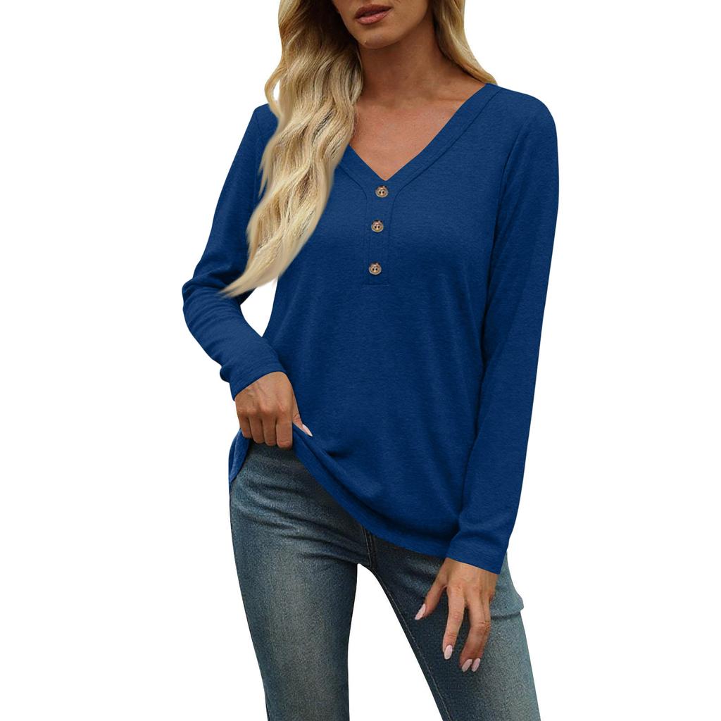 Women's Fashionable And Casual Seven Long Sleeve Printed Round Neck T-Shirt Top