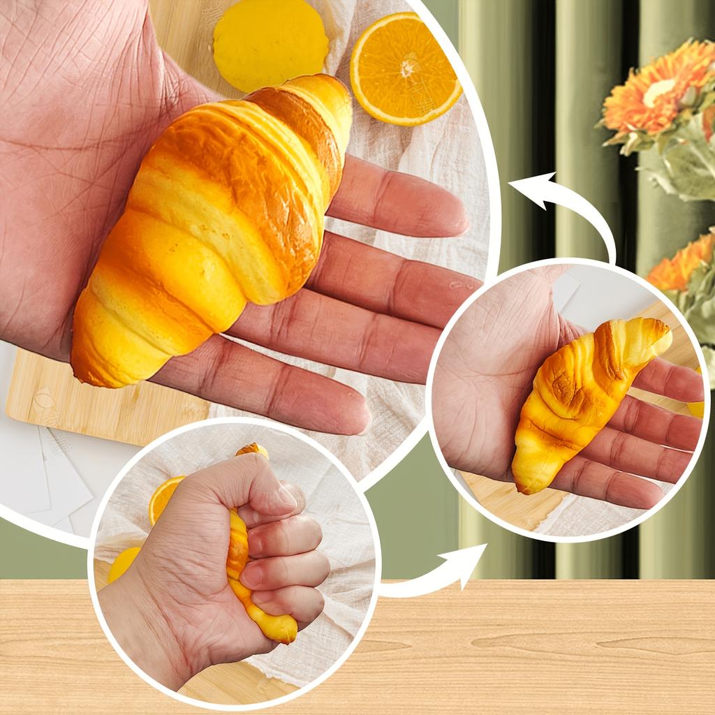 1pc Croissant Squishy Toy, Slow Rising Bread Shape Stress Reliever, Soft Cute Relaxing Food Toy for Gift Bag
