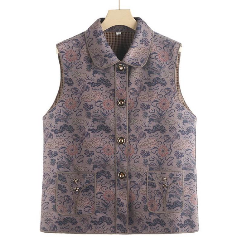 

Mother s Spring & Autumn Retro Vest Jacket 2026: Fashionable Shoulder Cape for Middle-Aged & Elderly Women 5XL [Recommended 140-155 lbs]