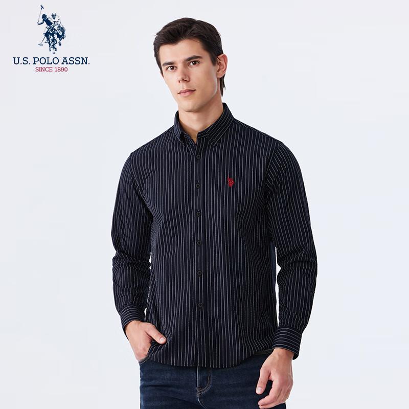 U.S. Polo Assn. Men's Long-Sleeve Striped Cotton Blend Shirt