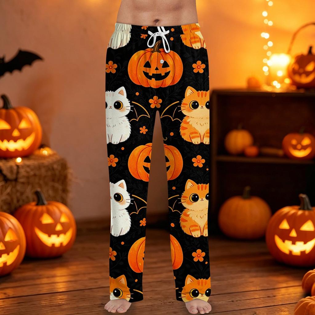 Men's Halloween Print Drawstring Pants Casual Lounge Sleepwear Soft Comfortable Fit Lightweight Fabric