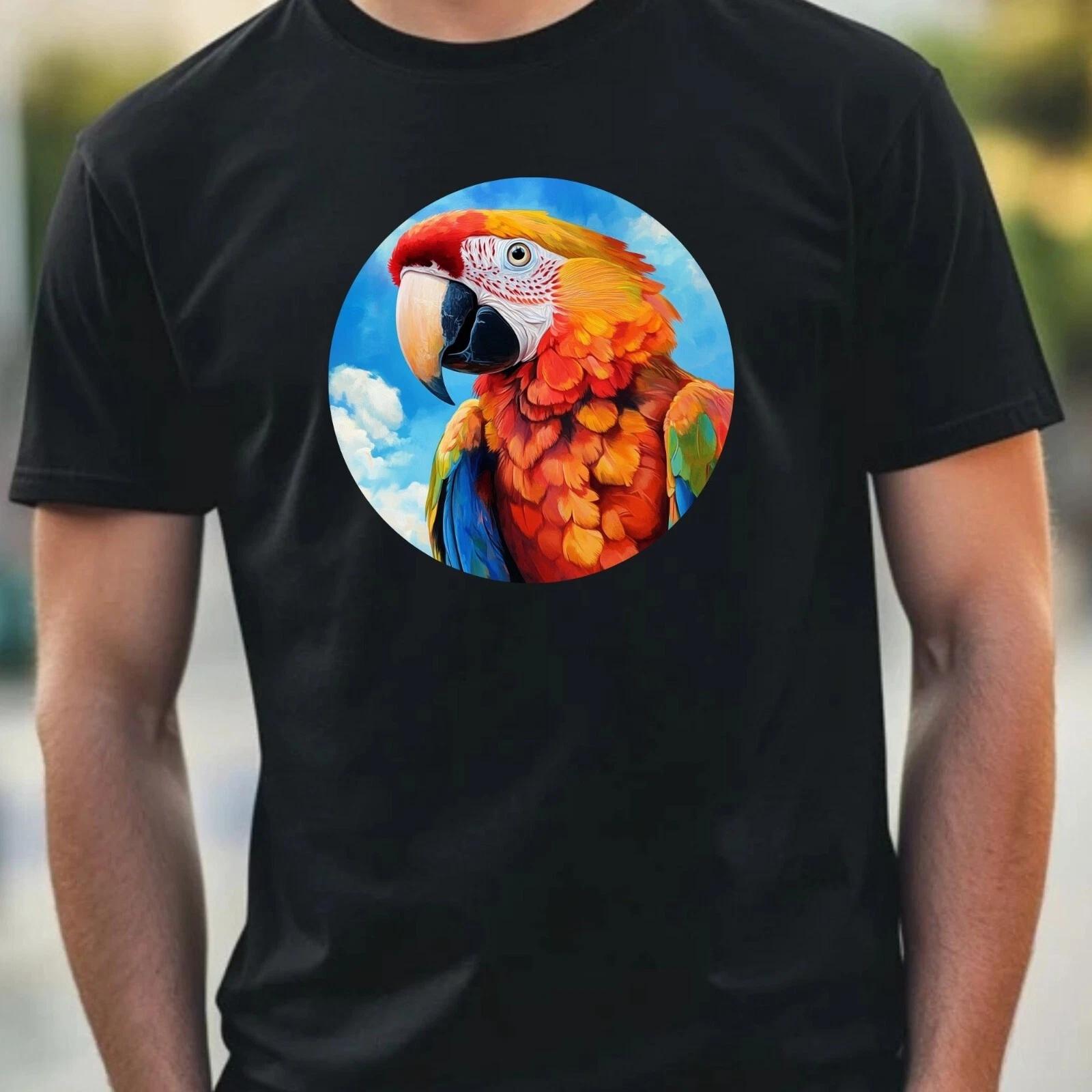 T-Shirt Herren Papagei Portrait Motiv Baumwolle Größe XS bis 5XL M