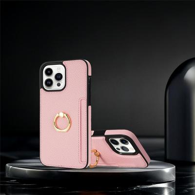 Ringhouder Kaartsleuf Leer Telefoonhoesje Voor iPhone 16 15 14 Plus 13 12 11 Pro Max XR XS 7 8 Schokbestendige Cover Coque