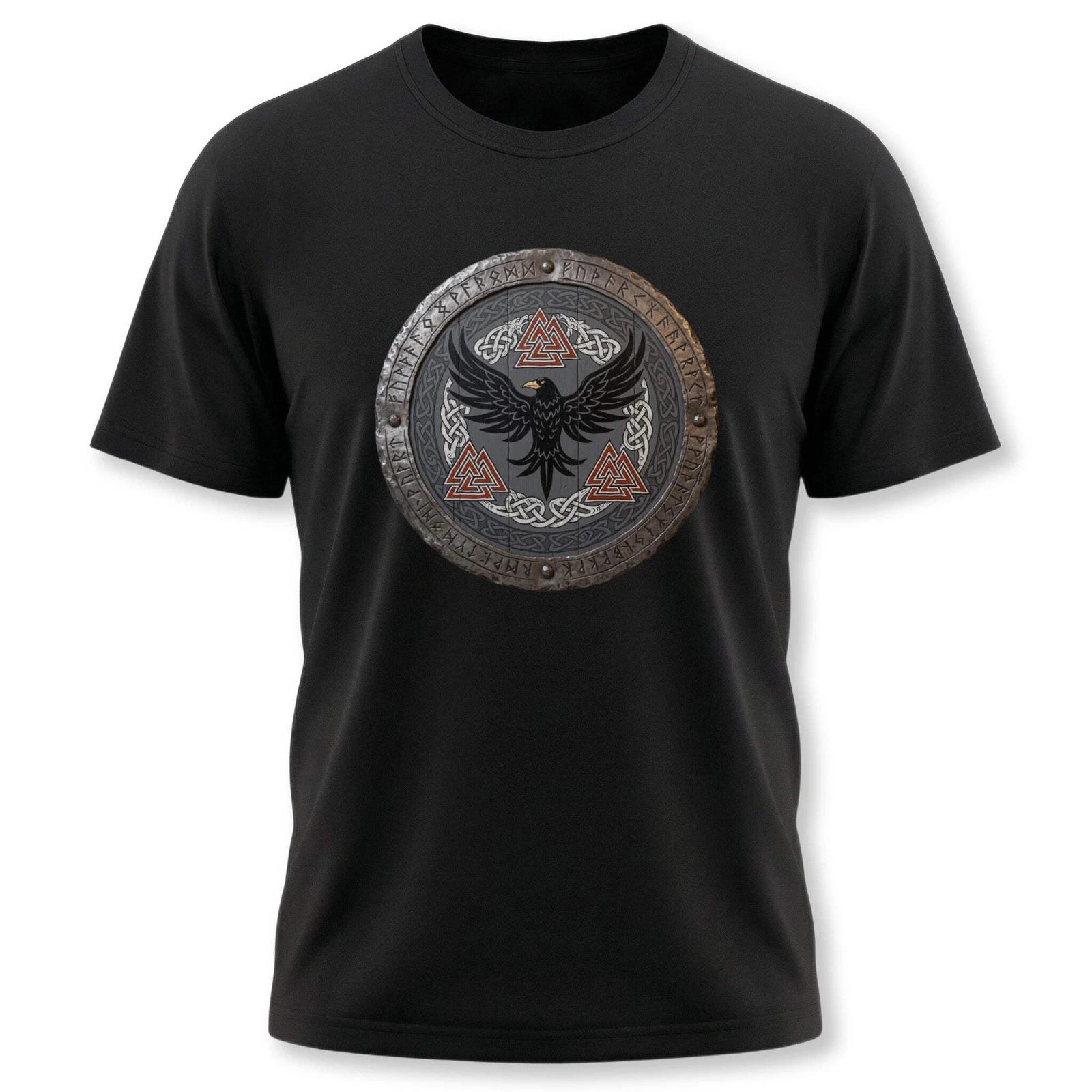 Norse Raven Shield T-Shirt: Viking Raven & Norse Mythology Tee XL