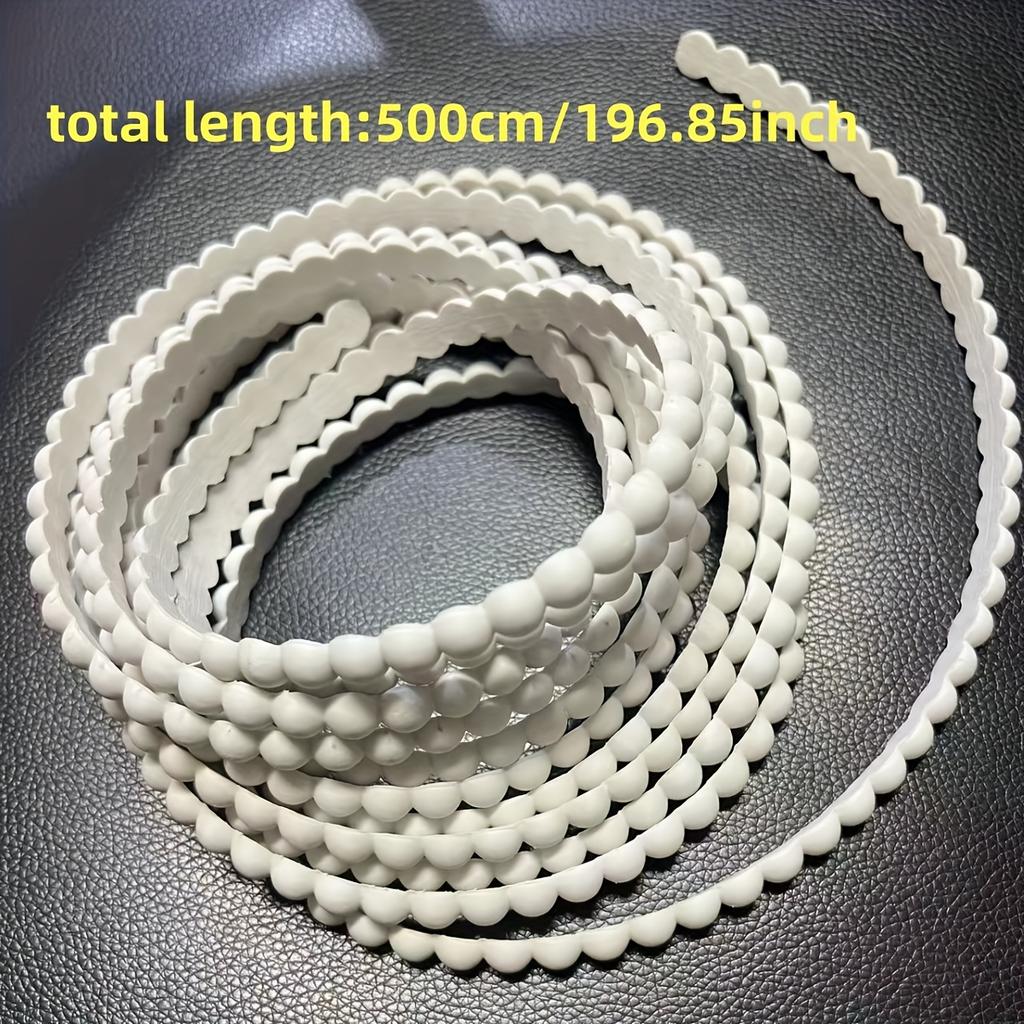 1 Roll (5m/196.85in) Self-Adhesive PVC Bead Trim - Peel and Stick Removable Wallpaper Border, White Durable Polyvinyl Chloride Molded