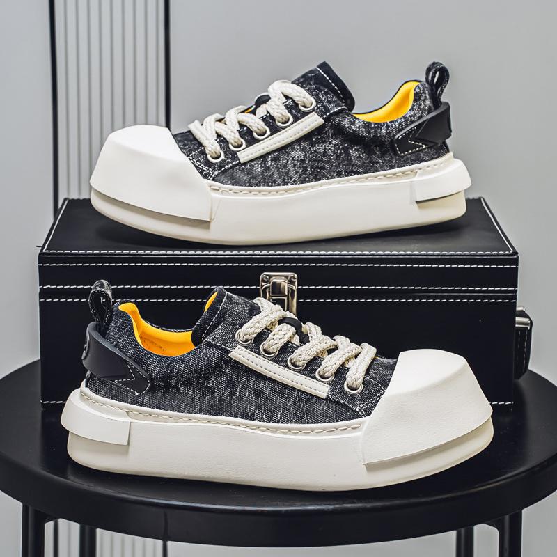 Fashion New Chunky Men Casual Canvas Shoes High Quality Versatile Trend Men Board Shoes Fashion Breathable Leisure Platform Shoes Hombre