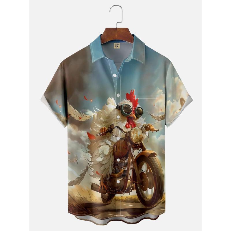 Hawaii Men's Shirt 3D Print Funny Cartoon Animal Short-sleeved Tops Summer Casual Men's Clothes Street fashion shirt for boys