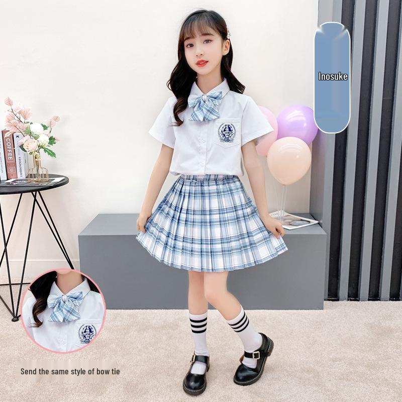 Disfraz de Coro Infantil: Camisa de Manga Corta y Falda de Cuadros de Junio de 2025 para Recital de Poesía y Vestimenta Escénica de Jardín de Infancia
