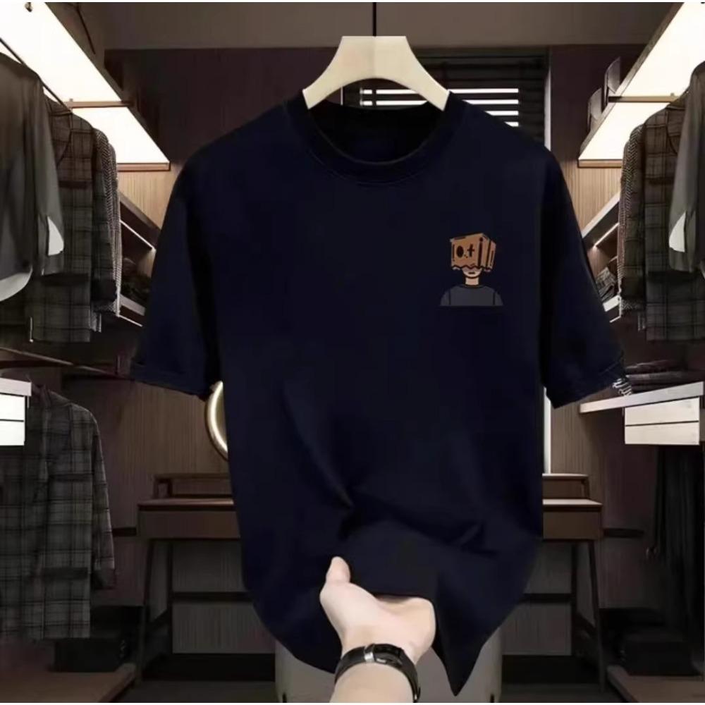 

Мужская футболка с мультяшным принтом, модная, из чистого хлопка, повседневная, удобная, с круглым вырезом и короткими рукавами 3XL чёрный