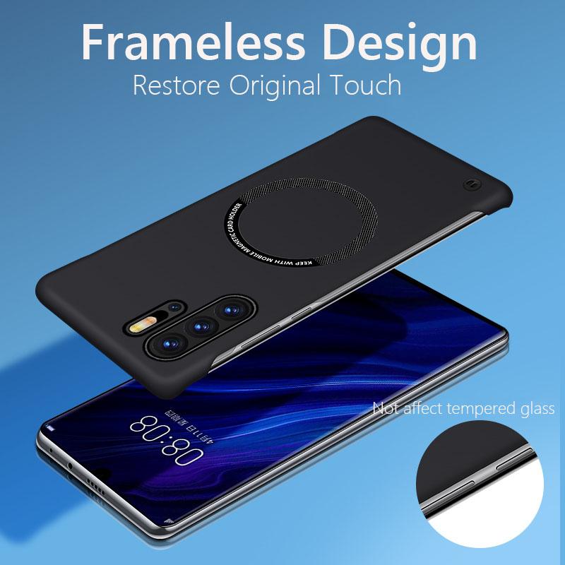 Bezrámečkový magnetický pro Magsafe Slim Case pro Huawei P30 Pro P40 P50 Pro P30Pro 5G bezdrátové nabíjení pevný zadní kryt