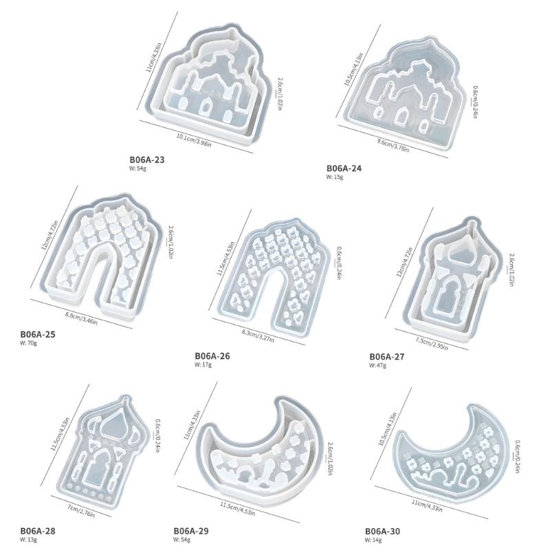 House Moon Shape Silicone Molds for Candle Holder Gypsum Decoration Silicones Tealight Holder Molds Epoxy Resin Molds