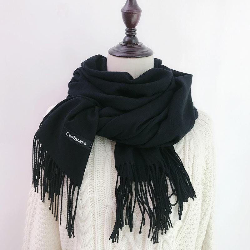 Solid Color Scarf for Women in Winter Korean Style Versatile Student Autumn and Winter Thickened Long Imitation Cashmere Red Men's Scarf Trendy
