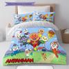 Anpanman Printed Cute Children's Duvet Cover Set, Three-Piece Set(1*Duvet Cover + 2*Pillowcase, Without Core),