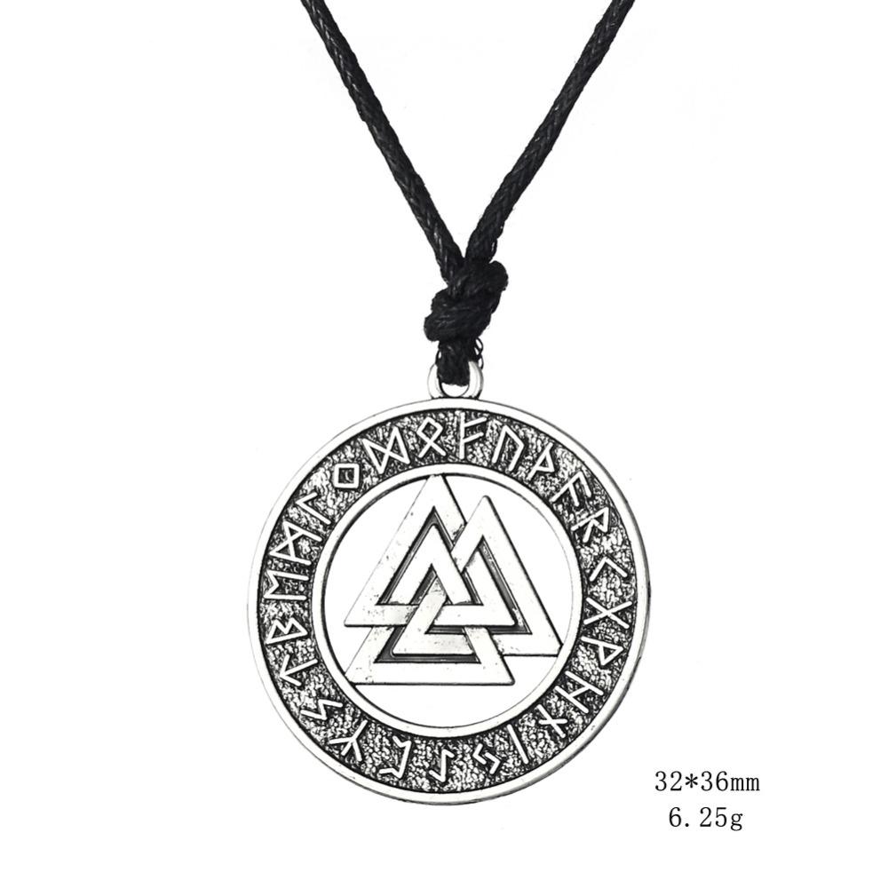 Teamer Viking Necklace for Men Norse Runes Pendant Valknut Odin Symbol Scandinavian Amulet Warrior Jewelry