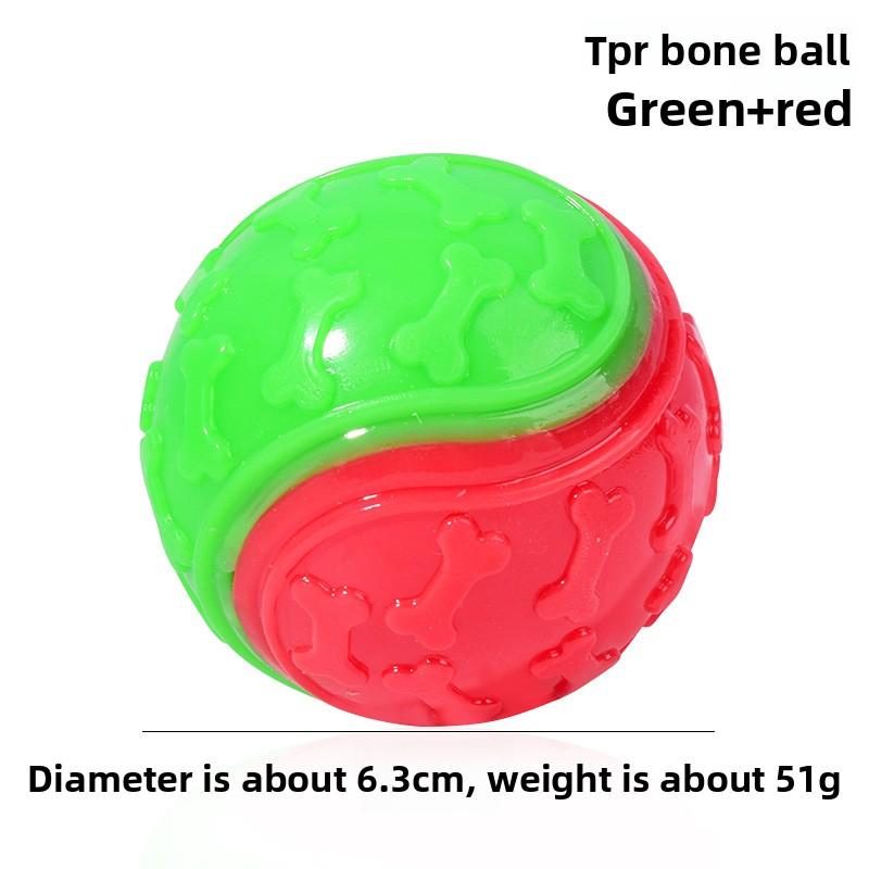 Pet Toy - Two-color Bone Imprint C-shaped Ball Sound-producing Ball - Durable and Chewable Toy for Puppies - Small Dog Toy Ball