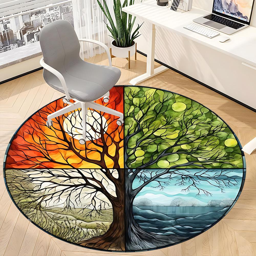 1pc Seasonal Tree Stained Chair Carpet for Office, , Non-slip carpet, Very suitable for offices, farmhouses,Outdoor carpet yy251120074