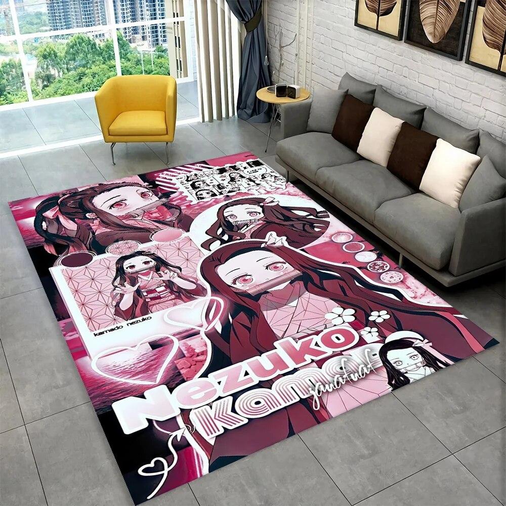 Kamado Nezuko Demon Slayer Anime Area Teppe, Teppe Teppe for Stue Barn Soverom Sofa Dørmatte Dekor, Barn Sklisikker gulvmatte