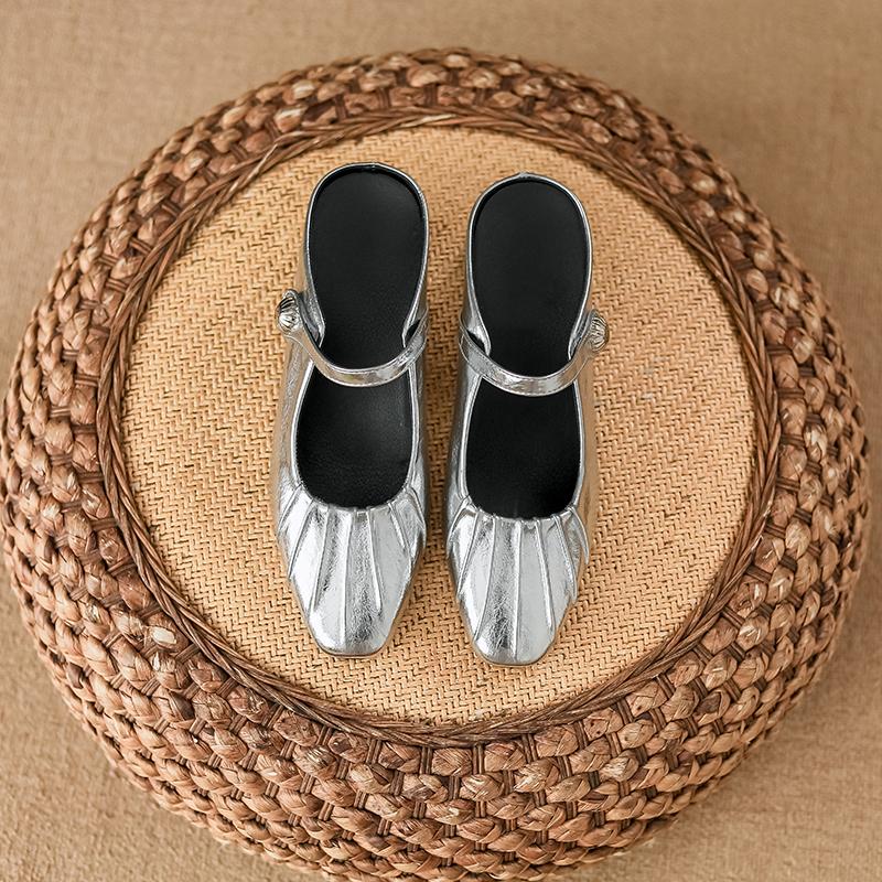 

Inner height increase 7cm silver bag head half drag sandals women s 2025 new summer fashion thick heel one pedal single shoes 40 серебряный