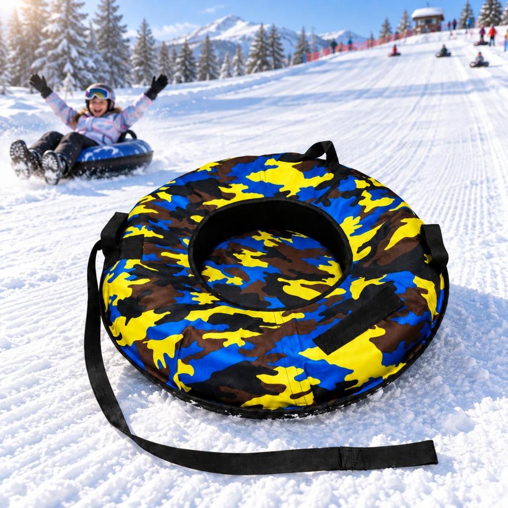 Inflatable Snow Tube Low-Temperature Resistant with Tow Strap Winter