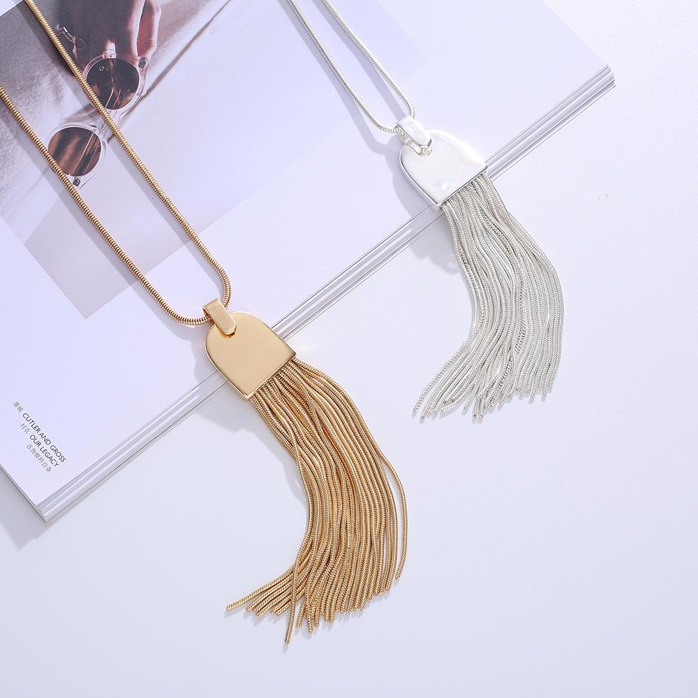 Colgante de Borla Kaseakia, Collar Largo de Estilo Sencillo para Mujer, Cadena para Suéter Accesorios de Joyería de Moda