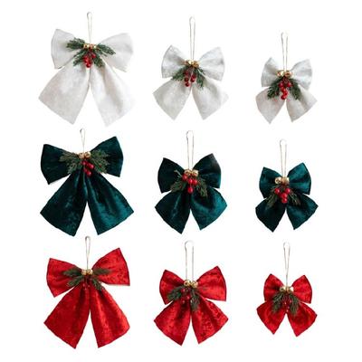 Artistic Christmas Fabric Bows Ornament Weather Resistant Designs Tree Hanging Bows Elevates Seasonal Party Decorations