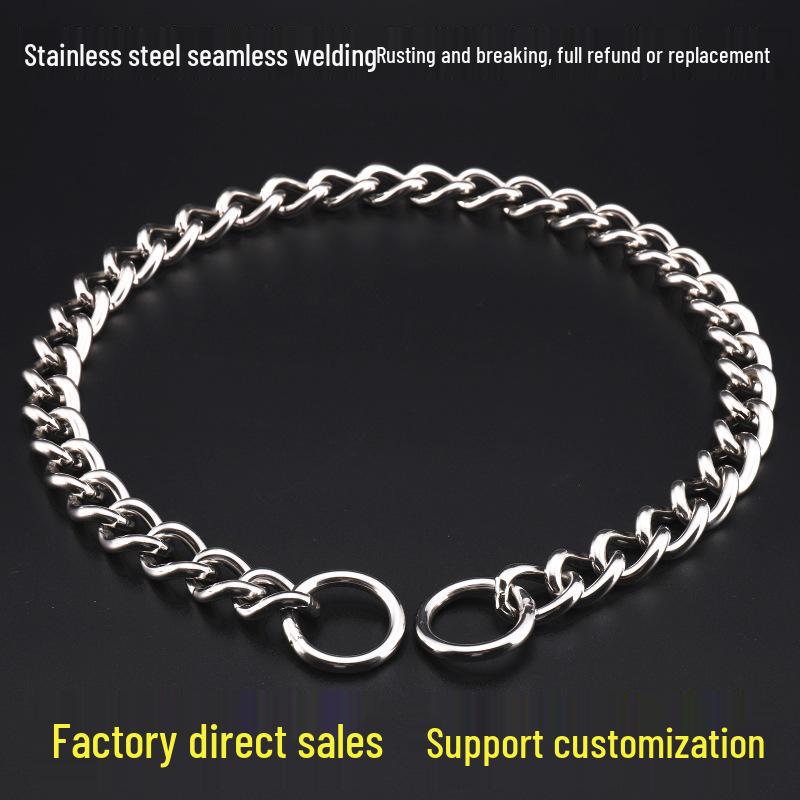 Stainless Steel P-Link Twisted Double Ring Dog Collar Chain