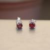 Faceted Red Garnet Silver Stud Earring 925 Sterling Silver Handmade Jewelry Gift For Her