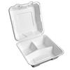 Bagasse-molded Takeout Lunch Boxes with 3 Compartments, Large, 50-pack, Stylish, Eco-friendly, Disposable Containers