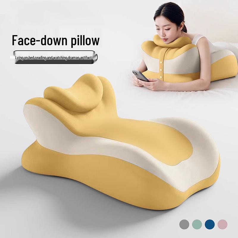 Memory Foam Prone Pillow: Bedside Cushion for Stomach Sleeping, Lumbar & Neck Support, Phone Use, and Reading