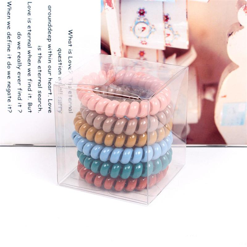 6Pcs/Set Fashion Matt Solid Telephone Wire Elastic Hair Band Frosted Spiral Cord Rubber Band Hair Tie Stretch Head Band Gum