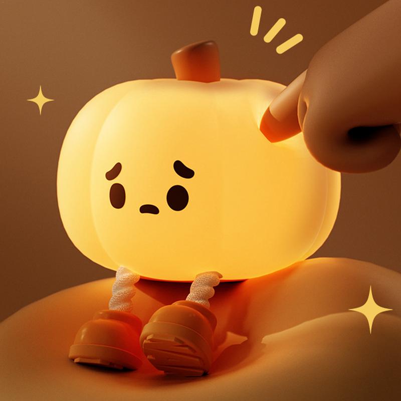 

Cute Pumpkin Silicone Night Light Pumpkin Shape Silicone Bedside Touch Lamp Rechargeable Silicone Dimmable Nursery Nightlight CHINA