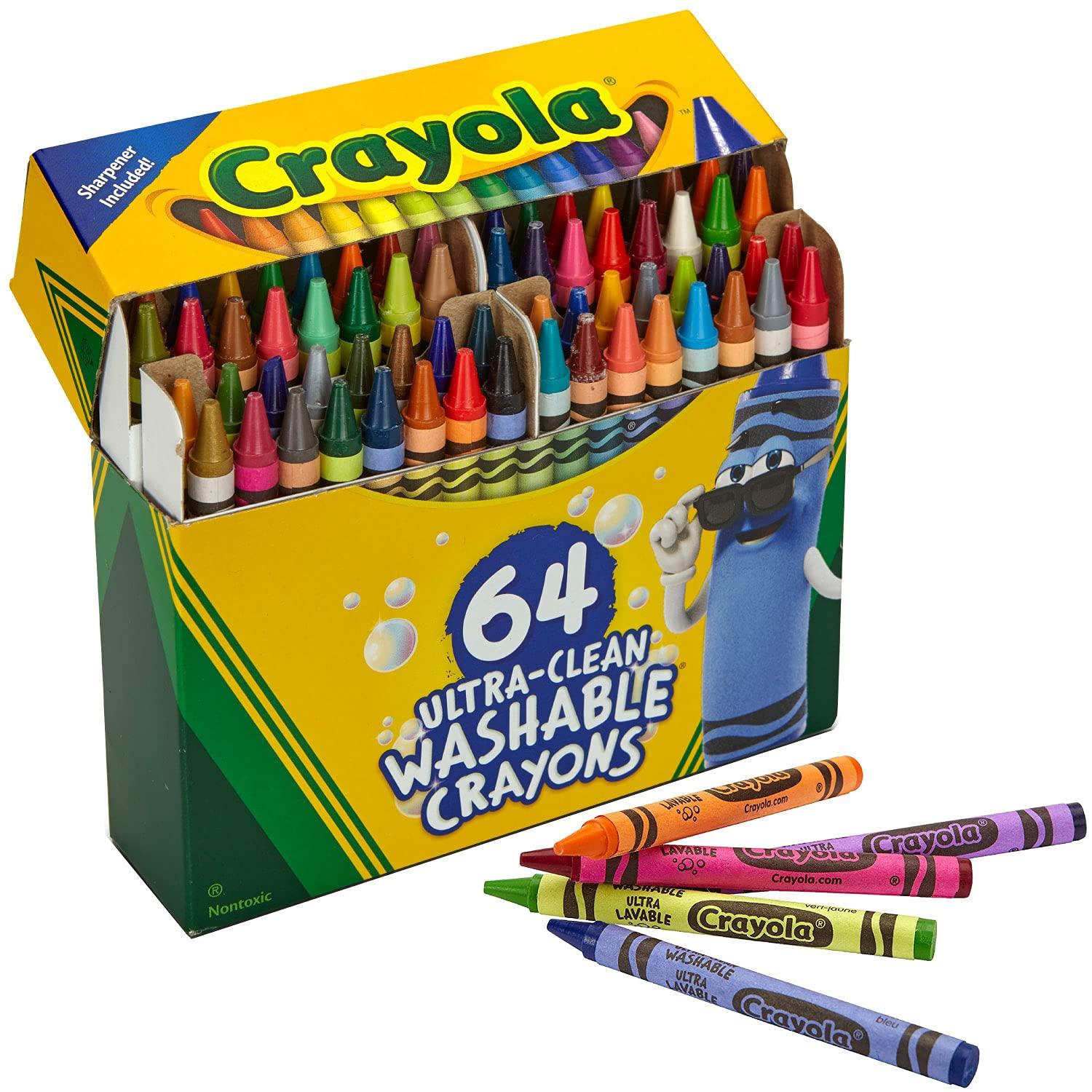 

Crayola 64 comes with a crayon can be washed off with genuine product 523287 crayons, colors, sharpener, water,