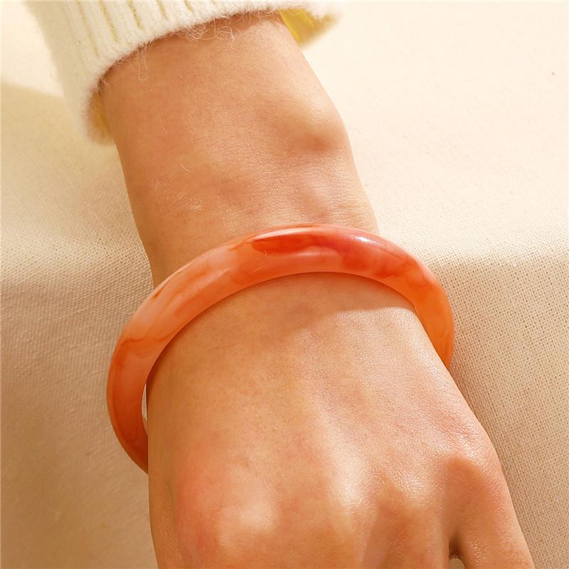 Marmor Mehrfarbiges Armband Damen Retro Rund Halbtransparent Acryl Persönlichkeit Boudoir Imitation Jade Armreif Mode Schmuck