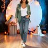 Women's Vintage Floral Print Three-Quarter Sleeve Loose Fit Lightweight Cardigan