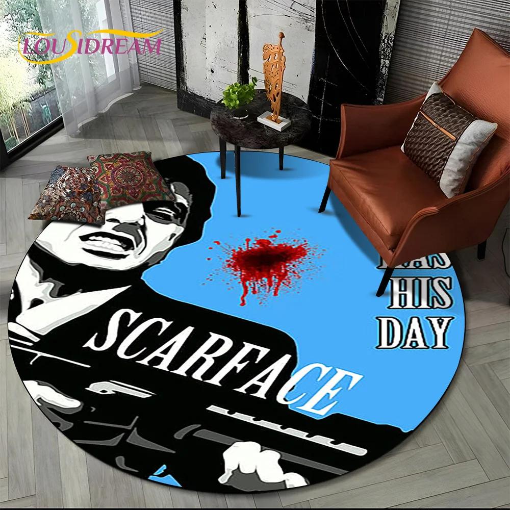 

Scarface 3D Classics Movie Tony HD Round Carpet Rug for Living Room Bedroom Child Playroom Decor,Pet Area Rug Non-slip Floor Mat Diameter 60cm