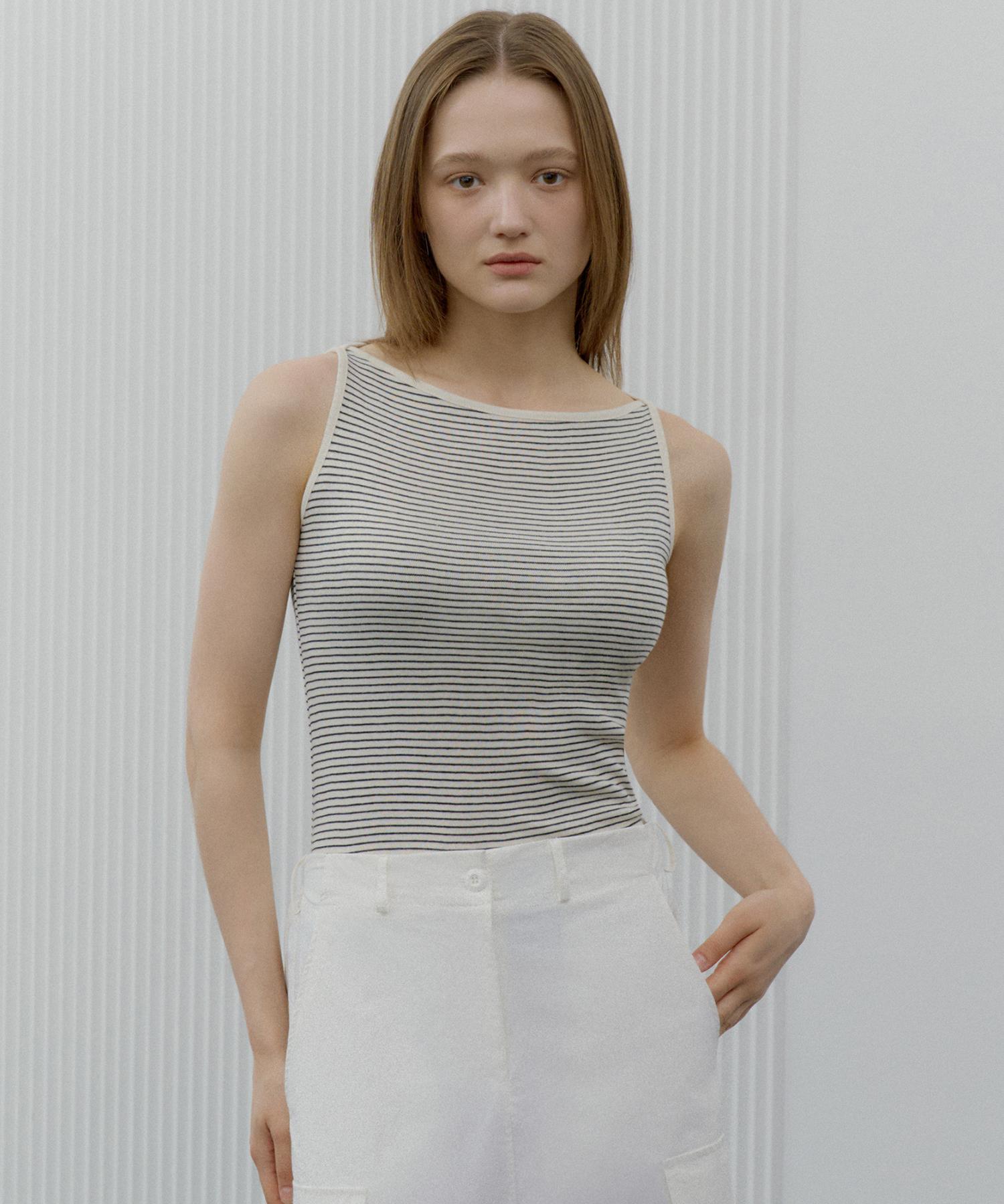 G And Gb Striped Sleeveless_White White/F