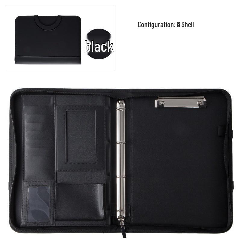 Multifunctional A4 Leather Zippered Business Folder