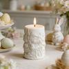 Yousheng Easter Candle Mold Silicone Embossed Bunny Floral Pattern Cylindrical Candle Making Mold Easter Party Supplies