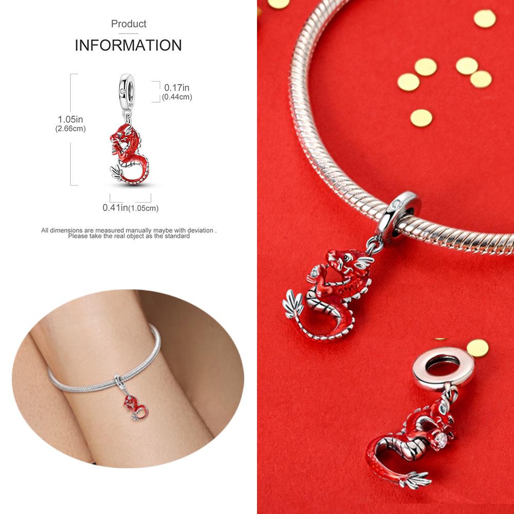 Copper Metal Dragon&Lucky Cat&Lion Dance&God of Wealth&Lucky Bag Charm Bead Component Compatible With Brand Bracelet High Quality Fine Jewelry