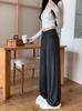 Modal Dark Gray Maternity Wide-Leg Drawstring Pants - Summer Casual Plus Size