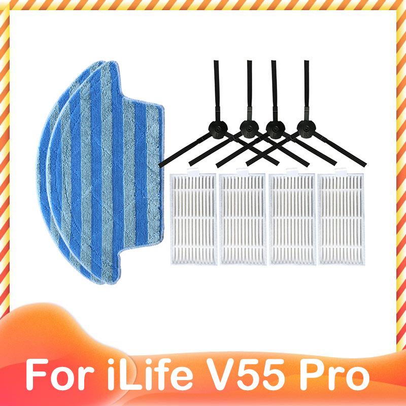 For iLife Chuwi V55 Pro Side Brush Strainer Hepa Filter Mop Cloth Replacement Pack Robotic Vacuum Cleaner Spare Kit Part