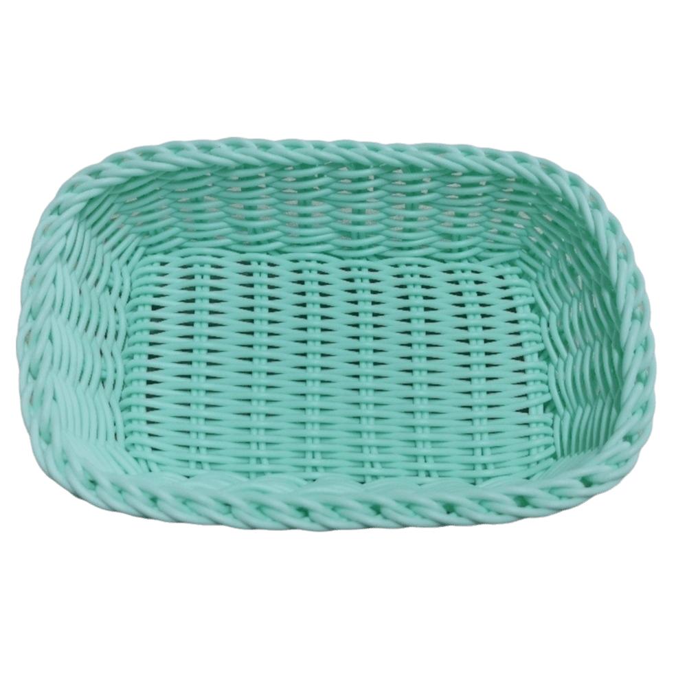 Square Shape Desktop Basket Sweet Color Imitation Rattan Storage Basket Bathroom