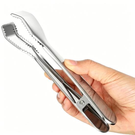 Ice Clamp Stainless Steel Ice Tongs Spring Design with Serrated Grip Non-Slip Ice Clip for Sugar Cubes Snacks
