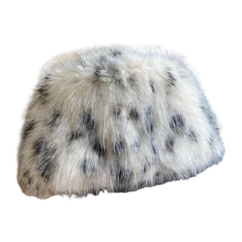Outdoor Activity Winter Hat Faux Furs Beanie Headwear Girl Furry Warm Bucket Cap