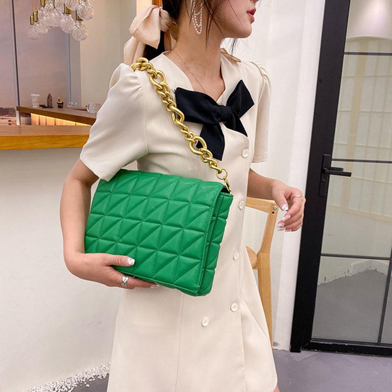 Soft Gold Metal Chain Pu Leather Armpit Retro Shoulder Small Square Bag Top Quality Luxury Brand Crossbody Bag For Woman