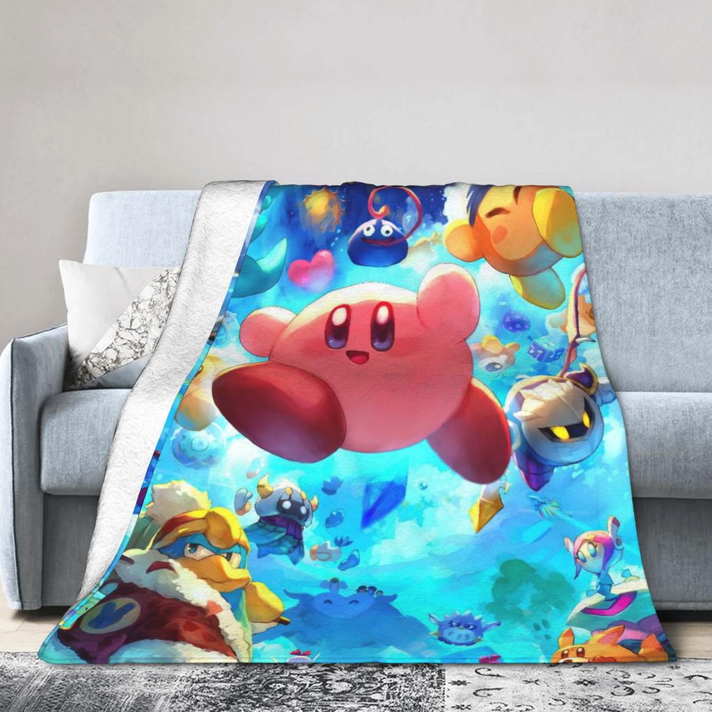 Cartoon K-Kirbys Blankets Coral Fleece Plush Print  Breathable Warm Throw Blankets for Bed Office Bedspreads