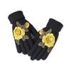 Soft Winter Gloves Embroidered Flower All Finger Gloves Knitted Gloves  Outdoor Cycling Driving
