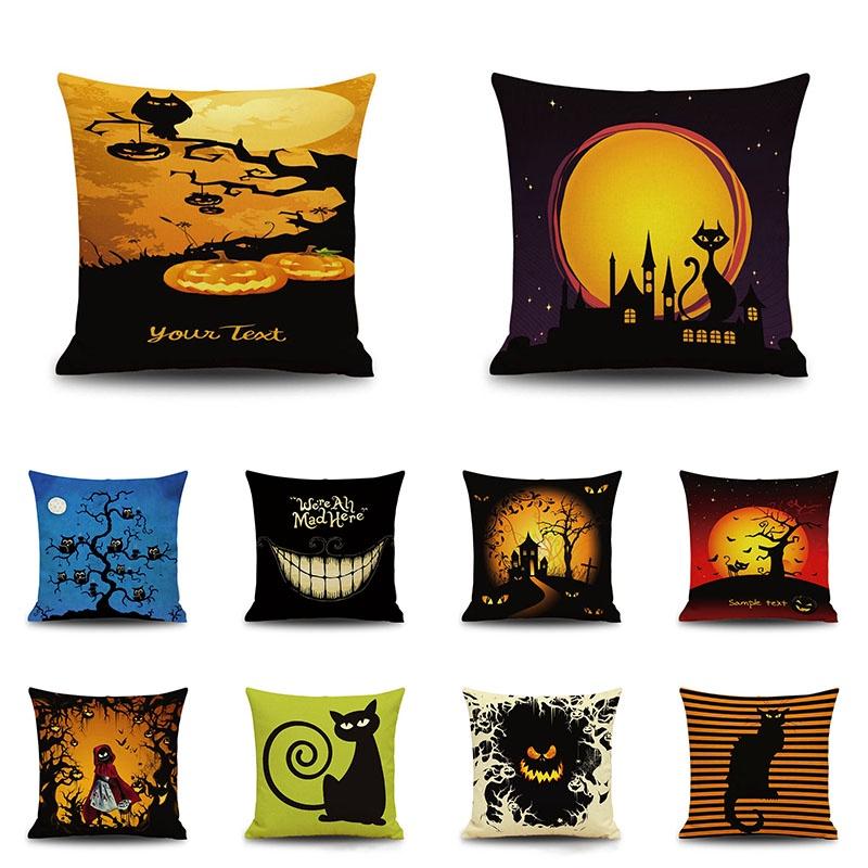 Stylish Invisible Zipper Halloween Cushion Cover For Sofa And Bed